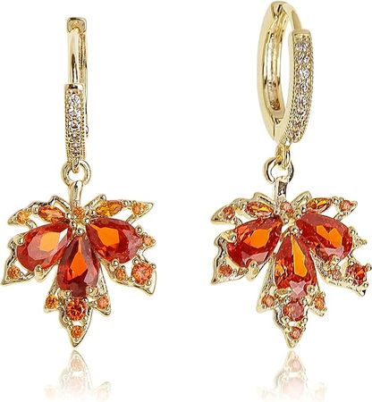 Amazon.com: Sonateomber Orange Maple Leaf Dangle Drop Small Gold Hoop Huggie Earrings for Women Teen Girls – Cute Sparkly Red Crystal Cubic Zirconia Rhinestone Fall Autumn Holiday Accessories Jewelry Gift: Clothing, Shoes & Jewelry