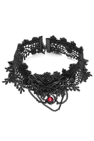Rose and Thorns Black Lace Gothic Choker by Punk Rave
