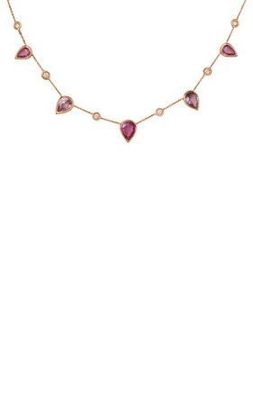 18k Pink Gold Rainbow Sapphire Pear Shape Necklace By Mimia Leblanc | Moda Operandi