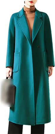 Amazon.com: Women Autumn Winter Elegant Loose With Belt Long Wool Coat Turndown Collar Wool Blend Wrap Coat : Clothing, Shoes & Jewelry