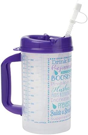 Amazon.com: Drink Water Tracking Hospital Cup for Daily Intake Measuring with Straw, 32 oz Mug with Lid, Teal : Everything Else