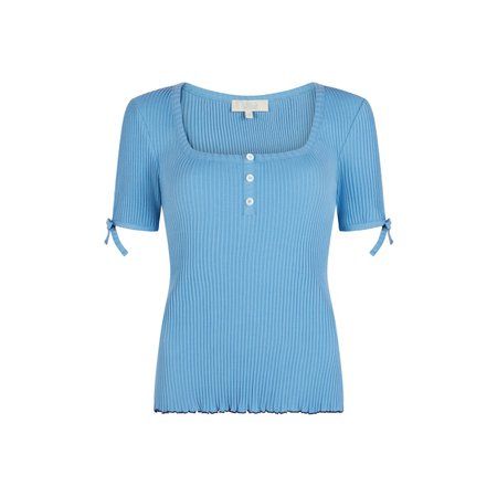 Rib Short Sleeve T Shirt Blue | Mirla Beane | Wolf & Badger