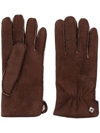 Brown Lardini suede shearling gloves IMBERGENIM55335450161135 - Farfetch