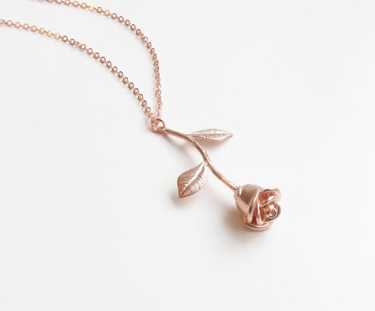 Delicate Rose Gold Rose Necklace