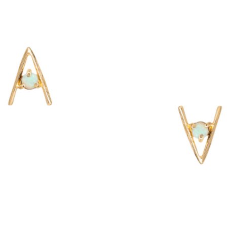 small opal triangle earrings