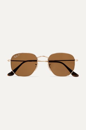 Ray-Ban | Hexagon-frame polarized gold-tone sunglasses | NET-A-PORTER.COM