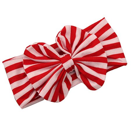 Amazon.com: DZT1968(TM) Baby Girl Newest Stripe Bowknot Turban Headband Head Wrap Knotted Hair Band (Red): Clothing