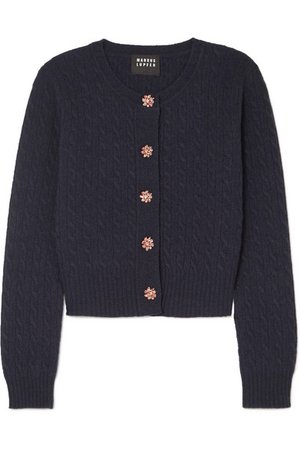 Markus Lupfer | Harper crystal-embellished cable-knit wool cardigan | NET-A-PORTER.COM