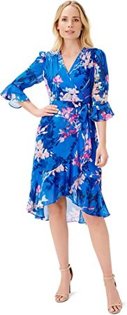 Adrianna Papell Women's Floral Chiffon Wrap Dress at Amazon Women’s Clothing store