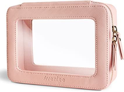 Amazon.com: Aveniee Clear Makeup Bag Organizer, Portable Travel Toiletry Cosmetic Bag Case for Women, Heavy Duty Make Up Pouch with Transparent Vinyl Windows & Gold Zippers(Pink) : Clothing, Shoes & Jewelry