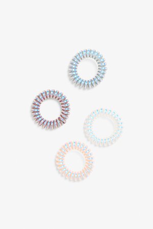 Curly cord hair bands - Multi holo - Hair accessories - Monki BE