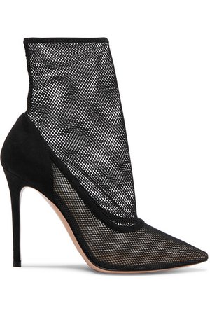 Gianvito Rossi | 105 mesh and suede sock boots | NET-A-PORTER.COM