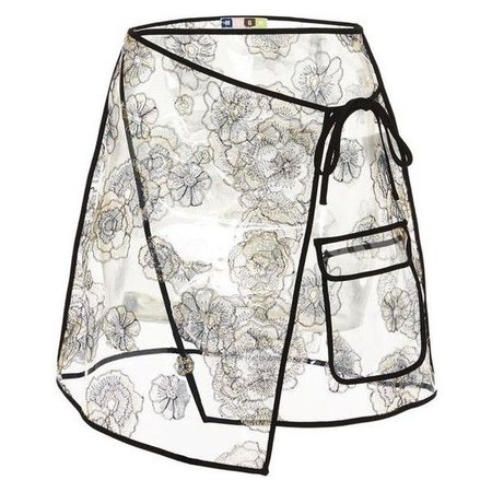 MSGM Clear Pvc Wrap Skirt With Flower Blooms