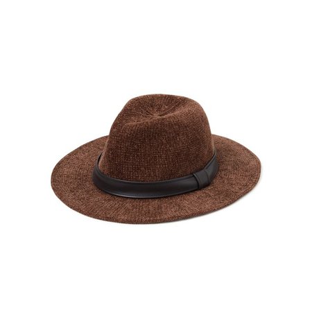 Scoop Chenille Fedora with Faux Leather Trim - Walmart.com