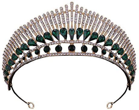 Amazon.com: Baroque Bride Wedding Queen Crown Costume Party Tiara Pageant Headwear for Women Peacock Tail Green: Clothing