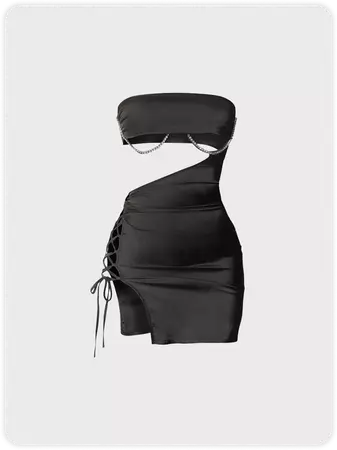 Y2k Black Lace up Dress Mini Dress | kollyy