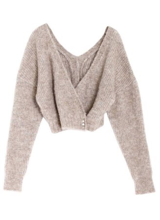 beige cardigan style cropped sweater