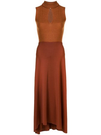 Victoria Beckham high neck sleeveless midi dress brown 1220KDR001110A - Farfetch