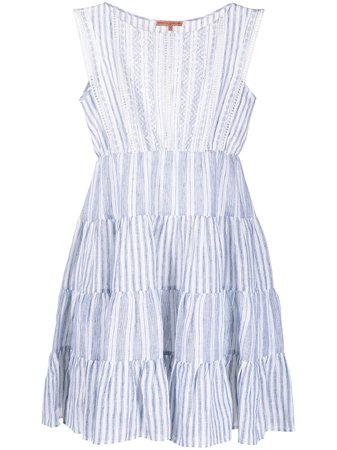 Shop white & blue Ermanno Scervino stripe-print sleeveless dress with Express Delivery - Farfetch