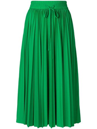 Green pleated midi skirt
