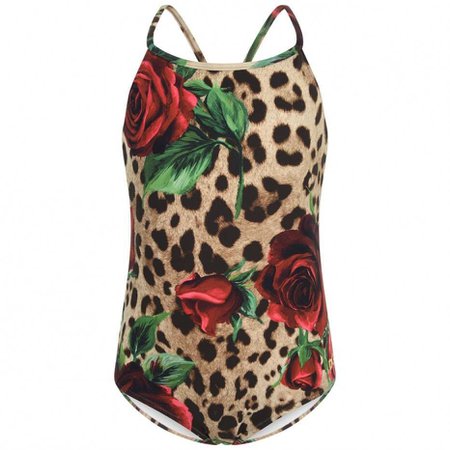 Dolce & Gabbana Girls Leopard Rose Swimsuit - Dolce & Gabbana Girls - Girls Top Designers - Girl