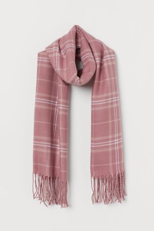Jacquard-weave Scarf - Pink/white checked - Ladies | H&M US