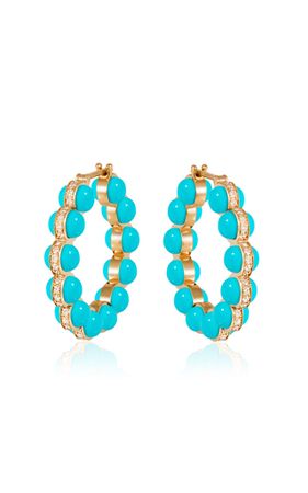 18k Yellow Gold The Atom Diamond And Turquoise Enamel Earrings By L'atelier Nawbar | Moda Operandi