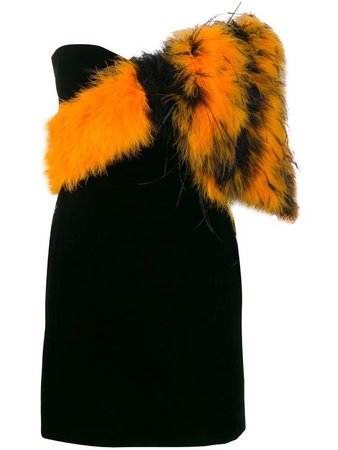 black orange fur dress
