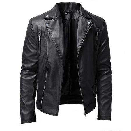Leather Motorcycle Jacket For Men Riding Racer Vintage Biker Jackets Classic Fashion Outdoor Leather Coat - Walmart.com