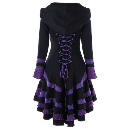 black purple corset coat with ruffles goth gothic