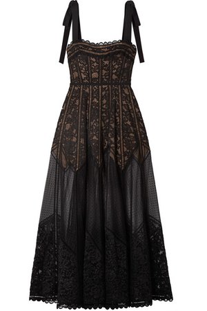 Elie Saab | Bow-embellished lace, tulle and crepe gown | NET-A-PORTER.COM