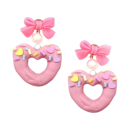pink donut heart earrings