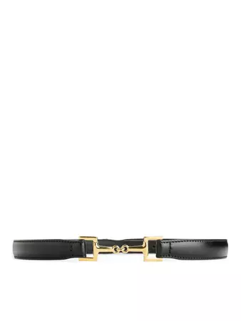 Horsebit Buckle Leather Belt - Black - ARKET NO