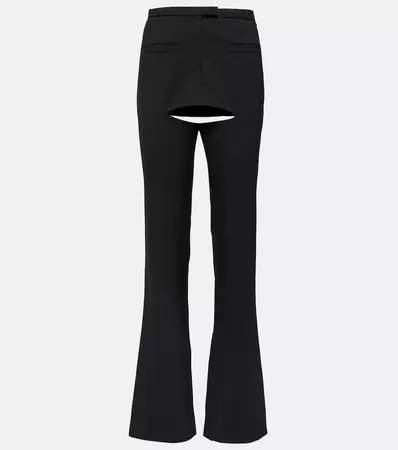 Cutout Wool Blend Flared Pants in Black - Courreges | Mytheresa