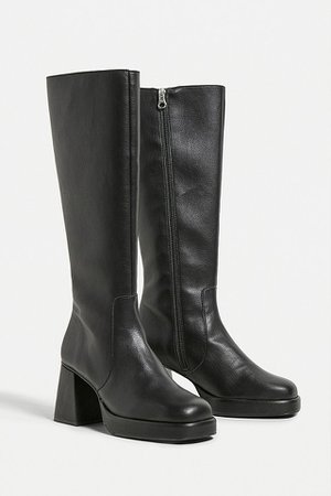 UO Vix Knee High Black Boots | Urban Outfitters UK