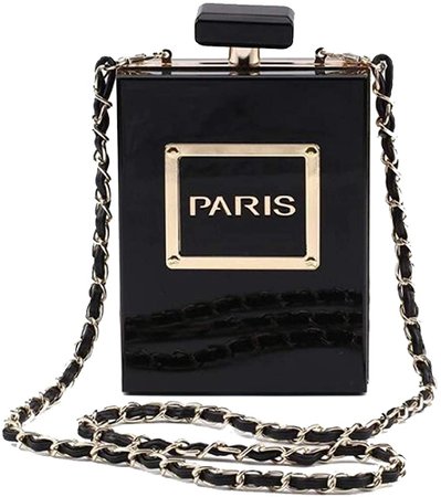 Women Acrylic Black Paris Perfume Shape Evening Bags Purses Clutch Vintage Banquet Handbag: Handbags: Amazon.com