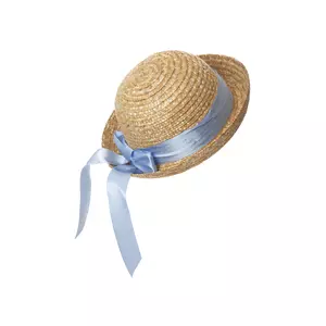blue ribbon straw hat