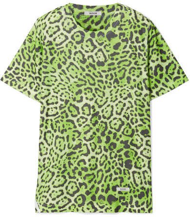 BLOUSE - Lovecat Leopard-print Jersey T-shirt - Lime green