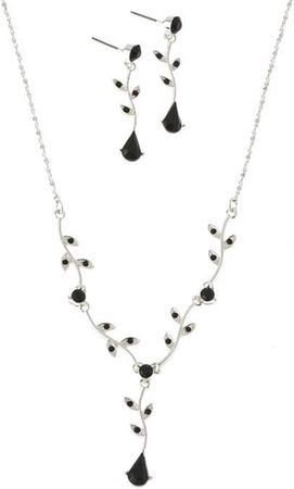 Amazon.com: Fashion Jewelry Black Vine Crystal Evening Necklace Earring Set Silver Tone: Jewelry Sets: Clothing, Shoes & Jewelry