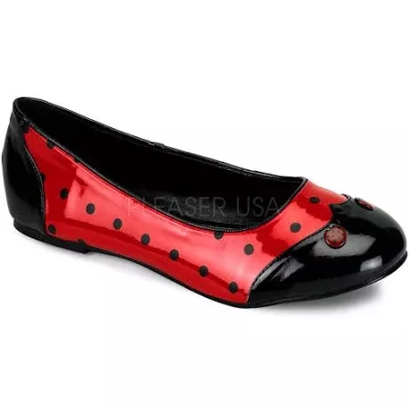 Funtasma LADY18 BR-5 Womens Ladybug 18 Flat in Black/Red - Size 5