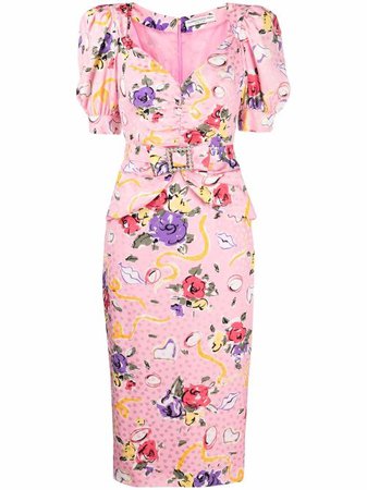 Alessandra Rich floral-print Silk Midi Dress - Farfetch