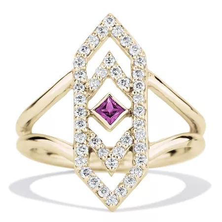 Gianna Ring with Pink Sapphire and Diamonds in 14k Yellow Gold by GiGi Ferranti
