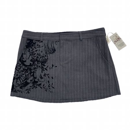 pinstripe velvet embellishment mini skirt