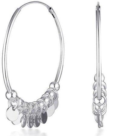 Silver disk hoop earrings