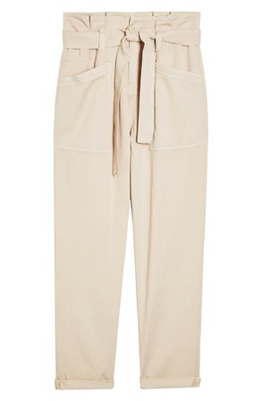 Topshop Billy Utility Paperbag Trousers cream