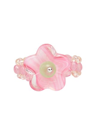 [SWINGSET] Seasonless Glass Flower Beads Ring (Pink) – SellerWork