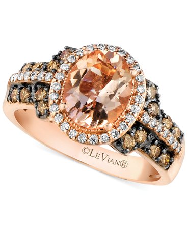 Le Vian Peach Morganite & Diamond 14k Rose Gold Ring