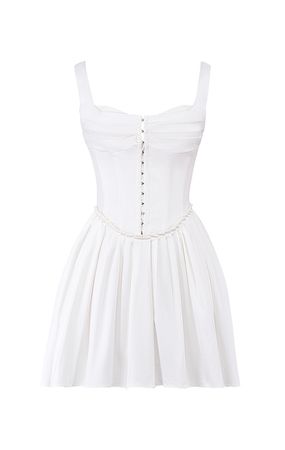 Clothing : Mini Dresses : 'Cupid' White Pleated Mini Dress