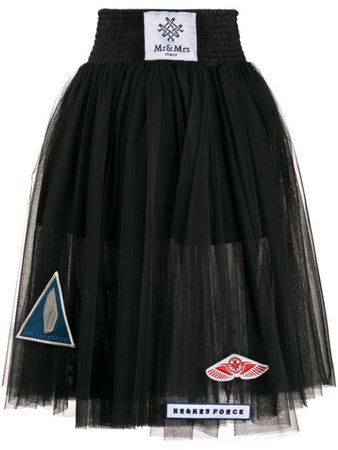 Mr & Mrs Italy Sheer Pleated Skirt XSR0101 Black | Farfetch