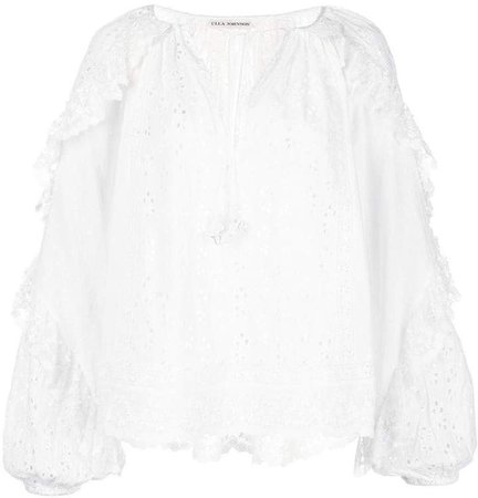 ruffled broderie anglaise blouse